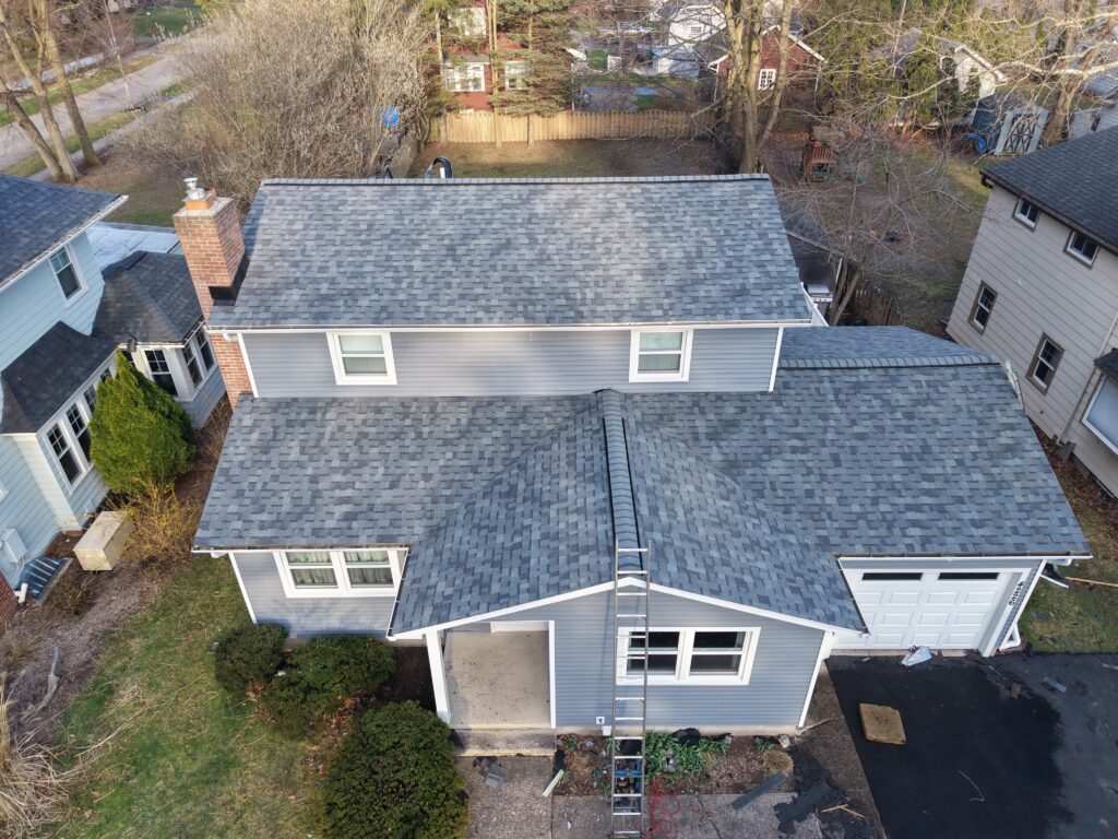 Gray shingle roof installation Rochester